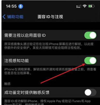 兴县苹果14维修网点分享iPhone14注视感知功能有什么用 